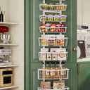 Over The Door Organizer 8-Tier Over The Door Pantry Organizer with Adjustable BasketsMetal Hanging Pantry Organizers and Storage for Kitchen, Back of Door Seasoning Rack (White)