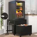 Unikito Mini Fridge Stand with Drawer Storage and Power Outlet, Heavy Duty Mobile Mini Fridge Shelf with Lockable Wheels, Beverage Refrigerator Table Stand, 22.8" L x 21.6" W, Max Load 300 LBS, Black