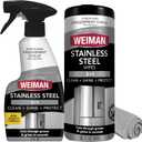 Weiman Stainless Steel Cleaner & Polish Kit, 3 Piece - Spray, Wipes & Cloth, Anti-Fingerprint, Removes Grease, Water Spots, Streaks & Residue, Polishing Cleaner Safe for Appliances, Sinks & Grills