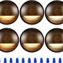 CLOUDY BAY [6 Pack] 3CCT Low Voltage LED Deck Lights Outdoor,2700K/3500K/5000K Selectable,Landscape Step Stair Railing Fence Light Wired,3W,12V-24V AC/DC,Bronze Finish