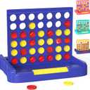 4 in a Row Board Games for Kids Ages 3+, Early Idea for Boys Girls Teens, Connect & Win Four in a Line, Portable 2-Player Strategy Games,Foldable Design with 6 Spare Discs (Blue)
