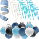 Syhood 38 Pcs Christmas Velvet Ornaments Decor Kit 2.36'' 18 Pcs Christmas Tree Ornaments Balls 18 Vintage Velvet Bows 5.5 Yard Ribbon for Xmas Tree Hanging Decorations, Blue