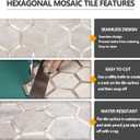 STICKGOO Hexagon Peel and Stick Backsplash Tile, Stick on Backsplash for Kitchen and Bathroom, Beige Marble Look PVC Mixed Metal Gold Self Adhesive Wall Tiles(6 Sheets, Seamless)