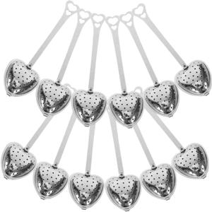12pcs Cute Heart Tea Infuser Strainer Handle Stainless Steel Loose Tea Infuser for for
