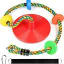 ZNCMRR Rope Swing for Tree Disc Swings Tree Swing for Kids Single Disc Seat and Climbing Rope for Kids Heavy Duty Swing Set for Backyard Playground Accessories Swingset Accessories Outdoor(Red)