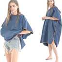 Quick Dry Surf Poncho Changing Towel Robe Hoodie for Adults Men Women,Microfiber Beach Wetsuit Tops Surfing Swimming Bathing Parka -One Size Fits All (Dark Blue)