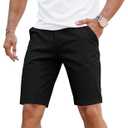 GINGTTO Mens Slim Fit Shorts 9" Inseam Stretch Chino Shorts (34, Black)