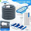 4 Pcs Swimming Pool Vacuum Kits 13" Vacuum Head with 1-1/2" x 29.5 ft Hoses, 13.7ft Pole and 17" Skimmer Net Flexible Head with Wheels for Above Ground Inground Hot Tub Cleaning Tool