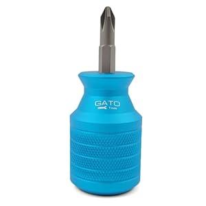 Stubby Screwdriver with Magnet - Double Ended Tool & Magnetic Bit - Phillips, Flat Head (White)