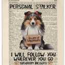 BESERH Funny Shetland Sheepdog Dog Wall Decor, Funny Bathroom Poster Hanger Frame, Vintage Dog Wall Art Decor for Bathroom Toilet Restroom, 12x16 Inches