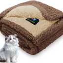 Luciphia Waterproof Pet Blanket for Medium Large Dogs Soft Cat Sherpa Calming Thick Cover Leakproof Cozy Puppy Sofa Bed Car Couch Protector(Beige/Brown,30x20 inches)