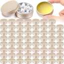 Patelai 64 Pieces Lip Balm Tin Containers Screw Top Round Tin Cans Aluminum Jar with Screw Lid, Empty Bottle Travel Cosmetic Sample Container for DIY(1 oz,Champagne)