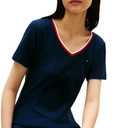Tommy Hilfiger Women's Short Sleeve Cotton V-Neck T-Shirt Dress Casual Dress Loose Fit (Blue, XS)