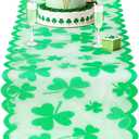 2 x St Patricks Day Table Runner Green Lucky Shamrock Table Runner 13 x 72 Inch St Patricks Lace Table Runner Embroidered Clover Lace Table Runners for St Patricks Day Irish Themed Party Decorations