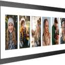 8x26 Collage Frame with 6 Openings 4X6 Pictures, Multiple Picture Frame with Mat, Wall or Tabletop Decor, Black Wood Grain,2 Pack