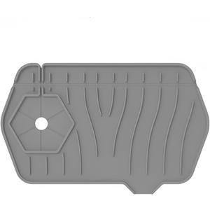 Silicone Sink Splash pad with Inclined Drain, Easy-to-Clean Drain pad, Suitable for Kitchen and Bathroom. (Unilateral Gray)