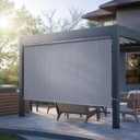 Outdoor Roller Shade 8'W x 8'H, Cordless Exterior Patio Blinds with Crank Wand, 95% UV Block Privacy Sun Shade 200GSM HDPE for Pergola Gazebo Porch Deck, Light Gray, 96"W x 96"H