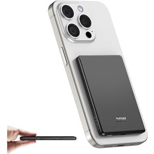 Magnetic Portable Charger PowerBank, 5,000mAh Mag Slim Wireless Power Bank with USB C PD 20W QC3.0 Wired fast charging, Battery Pack Compatible with iPhone 17/16/16 Pro/16 Pro Max/15/15 Pro Series