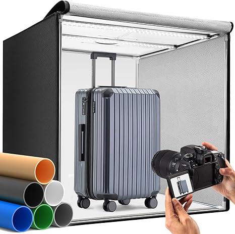DUCLUS Photo Light Box 24x24 inch, Portable Shooting Tent Kit, Professional Dimmable Photo Studio Light Box with 100 LED Beads & 6 Color Backdrops for Jewelry and Food Items Product Photography