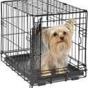 Midwest Homes for Pets 18-Inch iCrate Folding Dog Crate with Divider Panel, Leak-Proof Tray & Secure Latches  Metal Wire Kennel for Tiny Breeds  Portable, Durable & Easy to Assemble (Black)