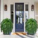 Livole 2 Pcs 67" Fake Ferns Large Artificial Plants Outdoor, Artificial Ferns for Outdoors Large Faux Boston Fern with 57 Branches Realistic UV Resistant for Planter Home Garden Porch Hanging Decor