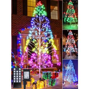 7.5ft Height Christmas Outdoor Tree Light - 336 LED Waterproof Artificial Christmas Decoration Lighted Outdoor Display with Remote Control+ Multi Mode+Memory+Timer Function (RGB)