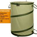 Fiskars Kangaroo Collapsible Garden Bag for Yard Waste, 10 Gallon Reusable Container for Lawn Care and Gardening
