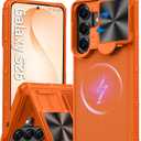 Magnetic for Samsung Galaxy S26 Case,[Slide Camera Cover][Kickstand][Compatible with Magsafe][Kickstand][Military Grade Protection] Shockproof Rugged Case for Galaxy S26, Orange