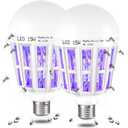 2 Pack Bug Zapper Light Bulbs, 2 in 1 Mosquito Light Bulb, Mosquito Zapper Light Bulb UV LED for Patio and Indoor, eige