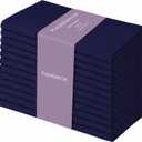 PurpleEssences Set of 12 Hemstitch Cloth Dinner Napkins 100% Cotton - Soft Durable Washable - Ideal for Wedding Spring Easter Summer - Perfect Everyday Use Table Linen 18x18 - Navy Blue