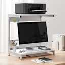 2 Tier Desktop Printer Stand with Storage and Book Shelf Heavy Duty Rack for Printer Fax and Office Supplies Ideal for Home Office 48/60X30X55Cm(B-60Cm)