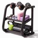 3-Tier Dumbbell Rack, Weight Rack for Dumbbells, Home Gym Storage for Dumbbells Kettlebells Yoga Mat and Balls, All in One Workout Storage, Powder Coated Finish Steel