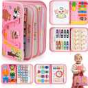 Montessori Toy Busy Book for Toddlers 1-3, Birthday Gifts for 1 2 3 Year Old Girls, Travel Activity Book & Sensory Learning Toy 1 2-4 Year Old Girl, Educational Busy Board for Fine Motor Skills