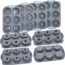 Tongjude 8 Pieces Silicone Donut Pans, Nonstick Silicone Muffin Pans, Heat Resistant Kitchen Oven Baking Cups, Dishwasher Safe and Microwave Safe, Grey (8 Pcs Bakeware Sets)