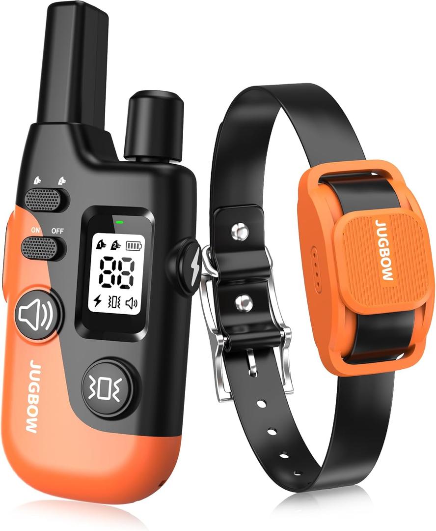 Jugbow Dog Shock Collar with Remote - 4200FT Dog Training Collar with LED Light, Electric Collar for Small Medium Large Dogs, IPX8 Waterproof Ecollar Collar with Beep/Safe Static/Vibration (Orange)
