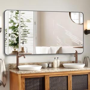 DESBING 36" x 48"Bathroom Mirror, Matte Black Wall Mirror with Metal Frame, Decorative Rectangular Vanity Mirror for Bedroom Bathroom Living Room Entryway (Horizontal/Vertical)