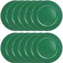 Leemxiiny Set of 12 Green Charger Plates with Beaded. 13" Reusable Plastic Table Chargers for Dinner Plates