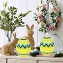 DRomance Easter Flameless Candles Battery Operated with 6 Hour Timer Battery Operated Real Wax Color Painted Easter Egg Shaped LED Flickering Candles Dinner Spring Holiday Decor(Yellow, 2.4"D x 6.3"H)