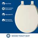 Mayfair Cassel Slow Close Toilet Seat, Easy Clean, Non Slip Premium Wood Seat, Easy Install, Made in USA, Round, Biscuit