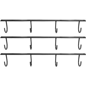 3pcs Mug Holder Under Cabinet,Coffee Mug Drying Rack Under Shelf,Coffee Cup Hanging Hooks Cooking Tools Hanger with 4 Hooks for Kitchen and Bar,Black