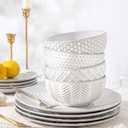 FOBENTA 24-Piece Ceramic Dinnerware Set with Mugs,Complete Plates and Bowls Set for 6,Stylish Dish Set with Coffee Cups for Hosting, Families, & Gift Giving