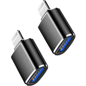 (Apple MFi Certified)Lightning Male to USB3.0 Female Adapter OTG Cable,2 Pack Portable USB Camera Adapter OTG Data Sync Cable for iPhone13/12/11/Xr/X/XS/8/7/Card Reader/Flash Drive/Mouse/MIDI Keyboard (Black)