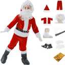 Kids Santa Costume 9PCS Christmas Santa Claus Costume for Kids Santa Suit Cosplay Party Outfit for Boy Children (Small)