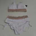 Blooming Jelly Women High Waisted Bikini Sets Tummy Control Swimsuits Color Block Two Piece Drawstring Bathing Suit (Large, White)