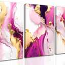 3 Pcs Pink Gold Canvas Wall art Modern Abstract Geometric Luxury Fluid Blush Marble Painting Pictures Wall Decor Posters Print Artwork for Living Room Office Bathroom Bedroom Home Decoration