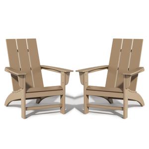 Poly Lumber Adirondack Chair, All-Weather Resistant Outdoor Patio Chairs, Look Like Wood, Pre-Assembled Outdoor Fire Pit Chair for Pool, Deck, Backyard, Garden, Weather Wood
