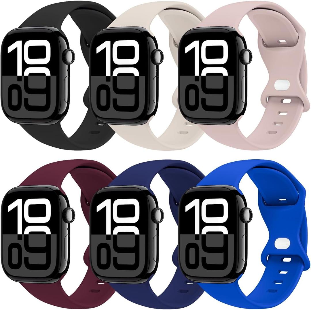 THWALK 6 Pack Sport Bands Compatible with Apple Watch Band Ultra 3/2/1 49mm, Series 11/10 46/42mm, 9/8/7 45/41mm, SE/6/5/4 44/40mm, 3/2/1 42/38mm for Women Men