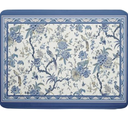 Chinoiserie Flowers Dish Drying Mat for Kitchen Counter, 18x24 Inch Vintage Blue Floral Birds Ultra Absorbent Reversible Dish Drainer Mats Plate Holder