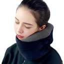 Neck Pillow For Airplane,Travel Neck Pillows for Long Flights,Sleeper Hold Pillow Travel,Airplane Eye Mask Head Holder (Navy)