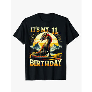 It's My 11th Birthday Dragon 11 Birthday 11 Year Old Boy T-Shirt Size M